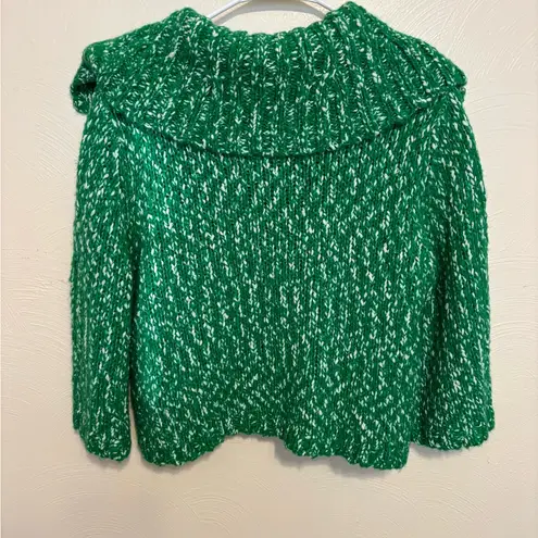 Ruby Rd. Green Boucle Knit Capelet Cardigan Poncho Sweater Size M Size M