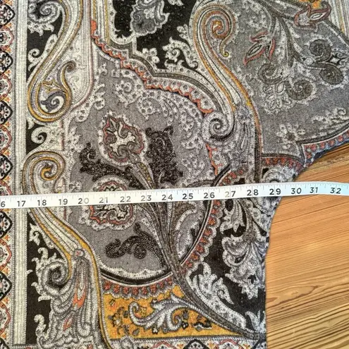 J. McLaughlin Gia Cape Sz M/L 100% Wool Reversible Animal Print Fringe Party