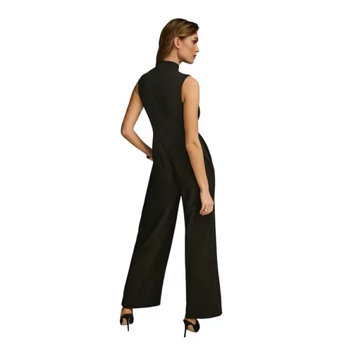 Donna Karan NWT Women's Mock-Neck Sleeveless Straight-Leg Jumpsuit Black 10