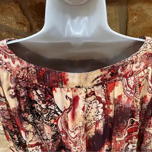 Rebecca Malone Flowy Fall Lined Pullover Blouse Women’s 2X Earth Tones