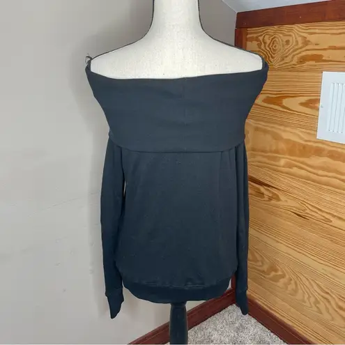 Pam & Gela Black Off The Shoulder Long Sleeve Sweater Sweatshirt Small