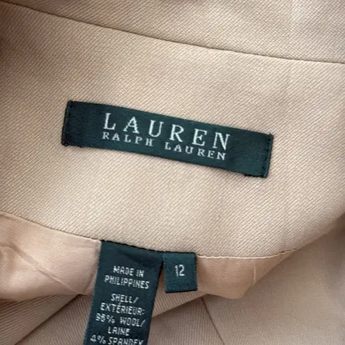Lauren Ralph Lauren Tan Button Up Wool Blend Blazer Suit Jacket Size 12