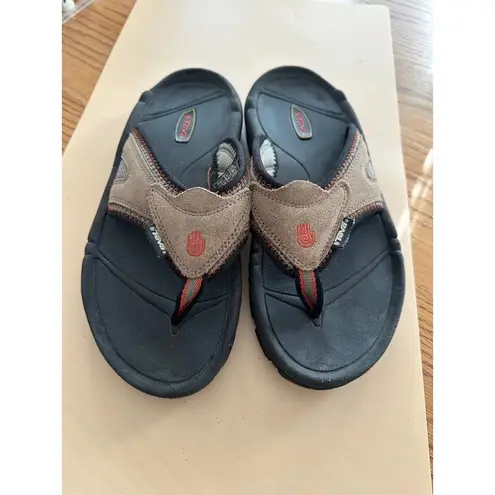 Teva Sandals Shock Pad Slip-On Black & Brown Size 8 M Comfortable & Durable