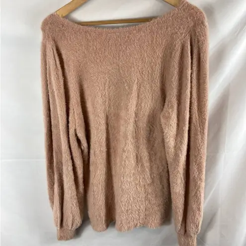Rachel Parcell Fuzzy Eyelash Sweater Rose Pink size XXL