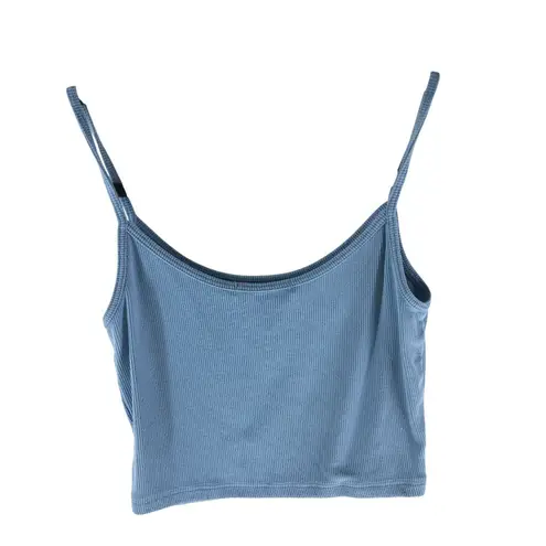 Brandy Melville  Blue Ribbed Spaghetti Strap Crop Top Nylon Blend One Size Italy
