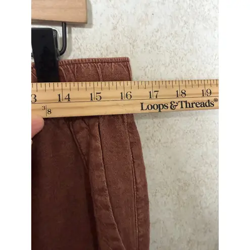 Pilcro Relaxed Brown Linen Blend Pants Slouchy Drawstring Casual Fall Fashion