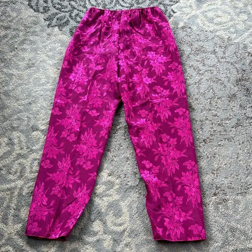 Vintage Sterling Sophisticates Satin Jaqaurd Pajama Set Magenta Medium Pink
