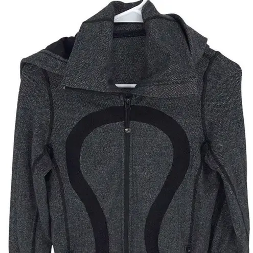Lululemon  Athletica Womens Stride Heather Herringbone Hooded Jacket Black Size 4