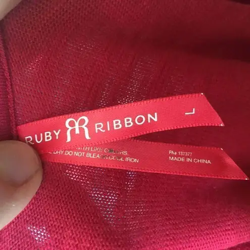 Ruby Ribbon red L open weave long sleeve wearer tunic Red Size L