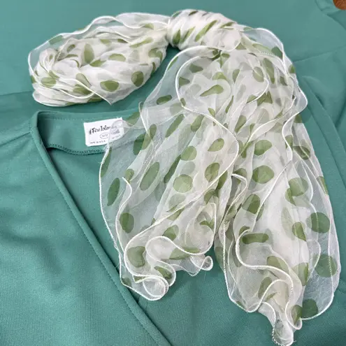 Vintage Fire Islander 60s/70s Mint Green Sleeveless Tunic Top Skirt Set w Scarf Size M