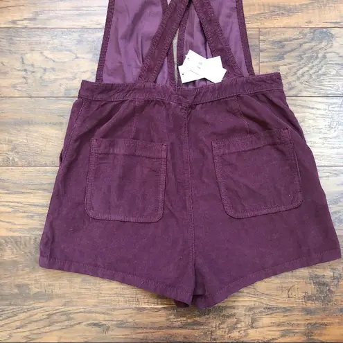 American Eagle  • burgundy corduroy overall shorts romper shortalls maroon romper