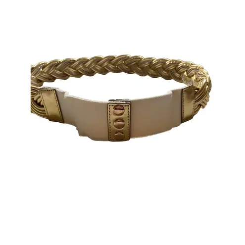 Boutique Woven Belt Gold Size L Vintage Mobwife Y2K Glam Metallic Retro Festival