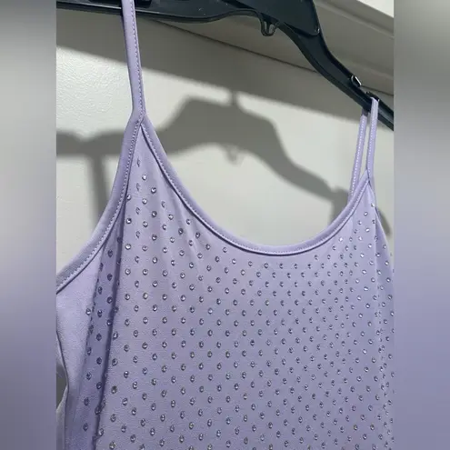 Baddieville Lilac Light Purple Rhinestoned Stretch Romper Jumpsuit Onesie - S