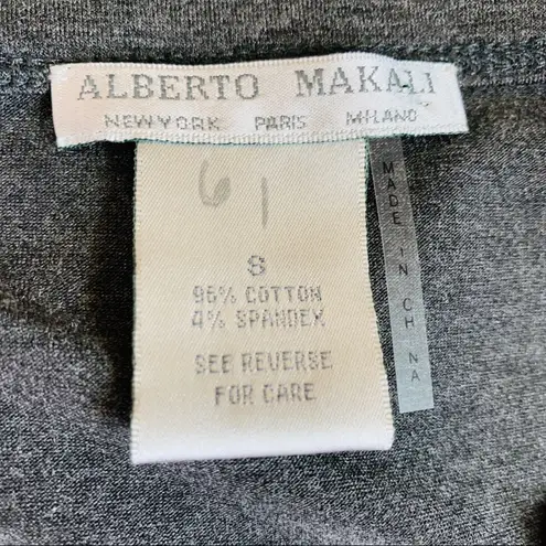 Alberto Makali Gray Pearl Studded V Neck Top Size Small