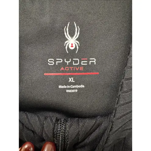Spyder Active Size XL Black Half Zip Ribbed Mock Tank Top with Sport Bra NWT