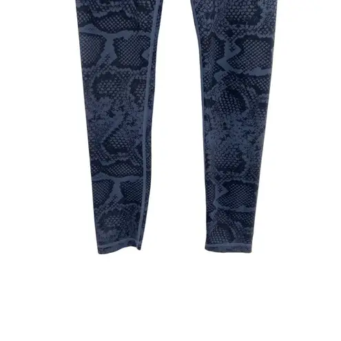 Allfenix Leggings Snakeskin Python Print 7/8 Length Navy Blue Black Size Small