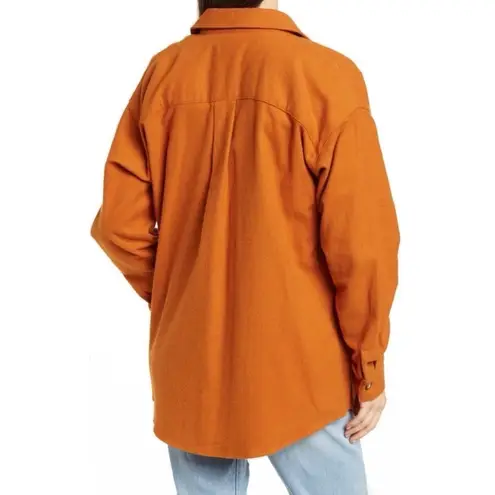 Melrose and Market Solid Button Collared Shacket Women’s Size XXS Rust Leather