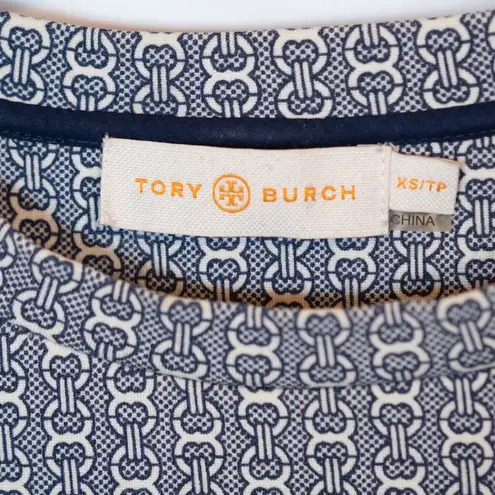 Tory Burch  Corinne Stretch Knit Bracelet Length Sleeve Flare Chain Print Dress 