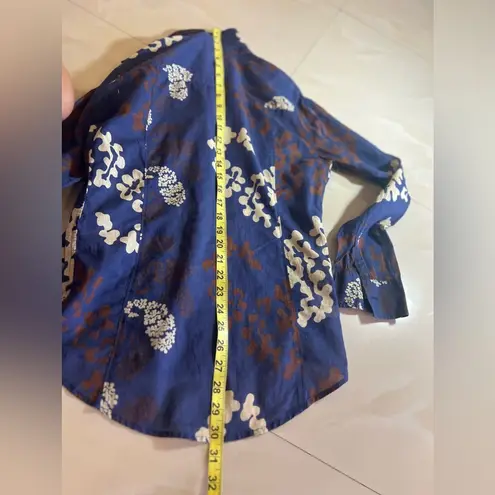 CRAIG TAYLOR BLOUSE Blouse/Shirt Blue Twiggy Brown and White Pop Art Size M Size M