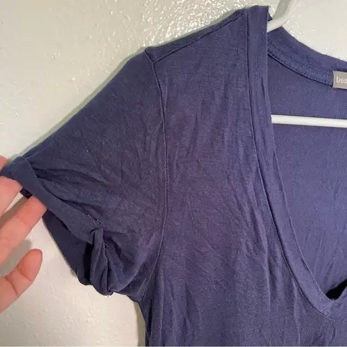 Tresics V-Neck T-Shirt Blue Gray Rolled Cuff