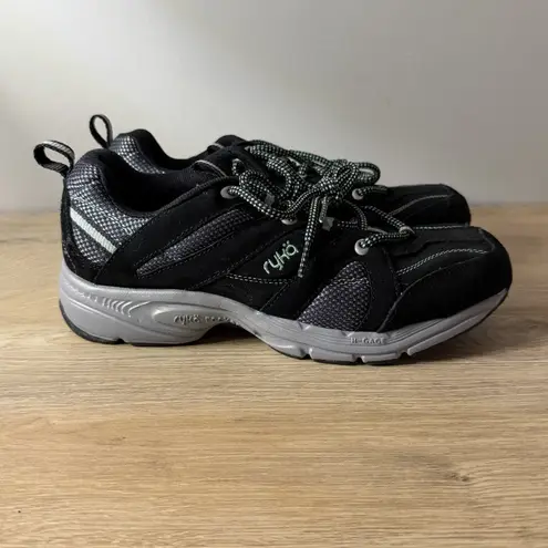 Ryka Rocker N Gage Black Teal Wide Width Walking Shoe Cushioned Comfort Women 8W