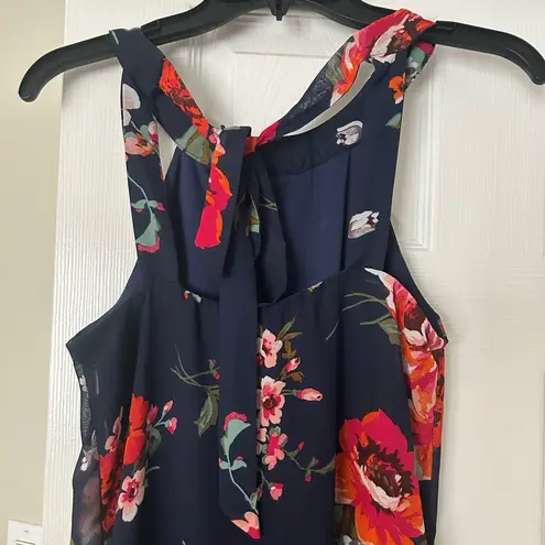 Iz Byer Halter Navy Floral Dress