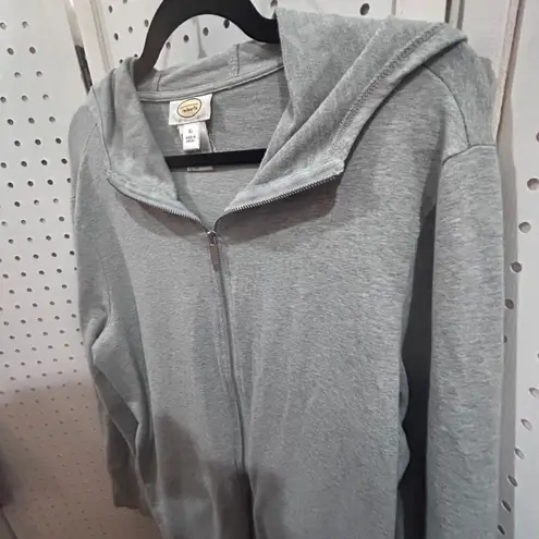 Talbots  Grey Full Zip Hoodie Long Sleeve Casual Comfort XL Cotton Modal Blend