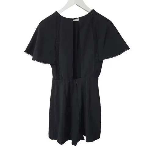 ZARA  Womens Crepe Romper‎ Playsuit Crochet Trim Size S Open Back Chic Party - Image 2