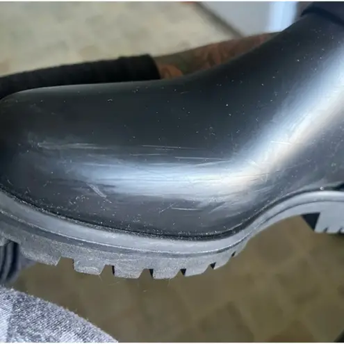 Bernardo Zoe Rain Boot Lug Sole Chelsea Rubber Ankle Bootie in Black