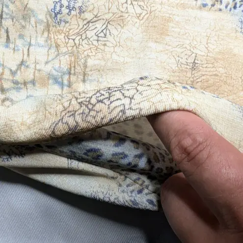 Vtg Y2K Weekenders Ivory Blue Leopard Print Longline Collared Duster Jacket XS