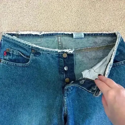 Mudd  Blue Vintage Denim Frayed Waist Flared Jeans Mid Rise Cotton Size 7 Junior