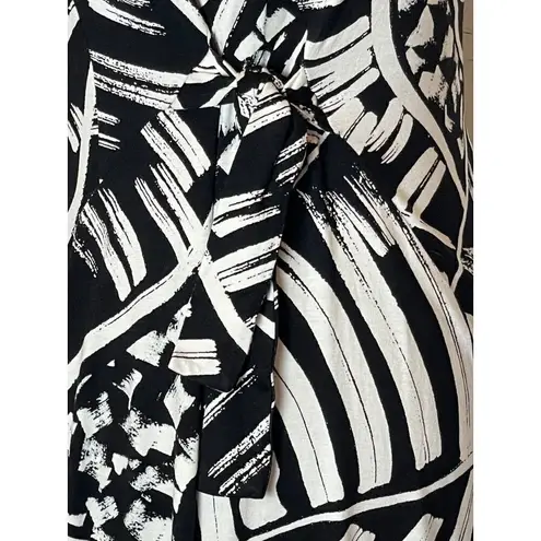 Nic+Zoe Black And White Jersey Moonlit Palm Sleeveless Fit And Flare Dress XS