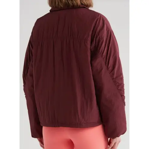 Free People  Movement Off the Bleachers Coaches Jacket in Wine size Large