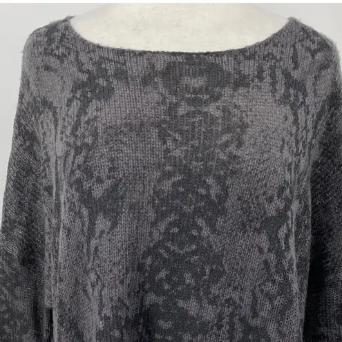 Wooden Ships  Sweater Snakeskin Pattern Scoopneck Wool Mohair Pullover Grey S/M