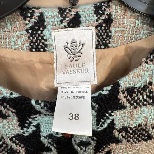 Paule Vasseur Tweed Knit Jacket Women’s Size 38 Blue Black