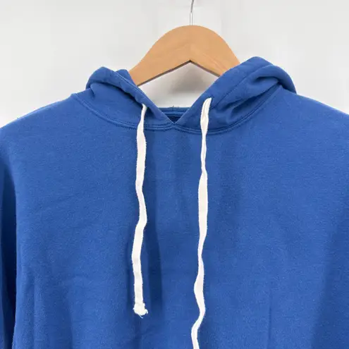 American Eagle Varsity Blue Crop Hoodie Striped Sleeve Sweatshirt Medium