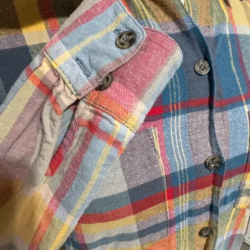 Mimi Chica Flannel Shirt Button Up Long Sleeve Plaid Colorful Casual Top Size XS