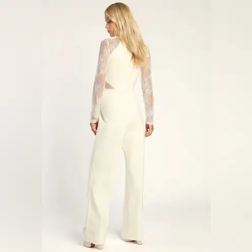 Lulu’s Ivory Lace Jumpsuit White Size M