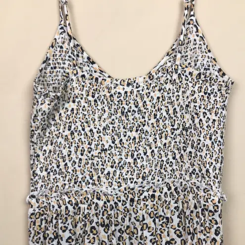 Patrons of Peace NWT Women’s Animal Print Lace-Up Front Smocked Peplum Tank Top