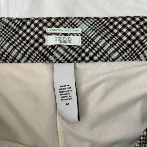 IZOD XFG Black, White and Baby Blue Plaid Pleated Athletic Skorts