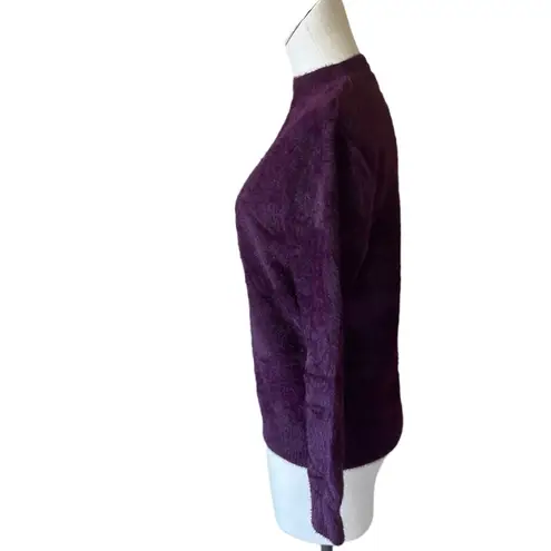 ZARA NWOT  Super Soft Fuzzy mock Neck Sweater Pullover Burgundy  Large - Image 3