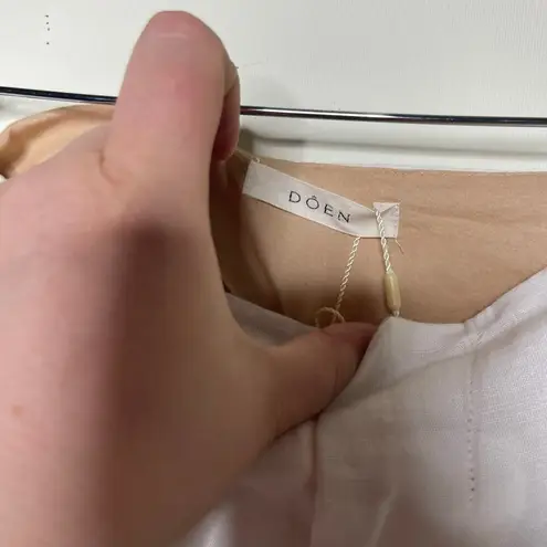 New Doen Louvre linen blend high waisted pants in white salt sz 6