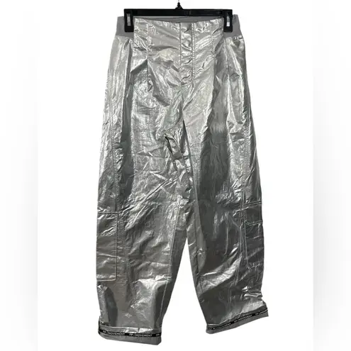 NEW Free People FP Movement Mesmerize Me Shine Pants Size SMALL Silver