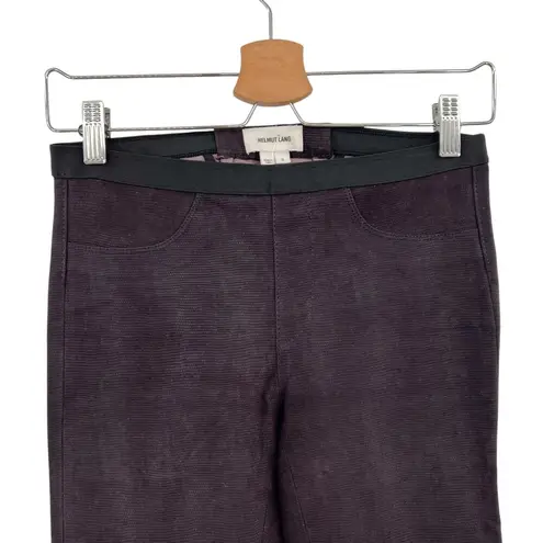 Helmut Lang Plum Embossed Leather Skinny Leggings Pants Purple Size 2