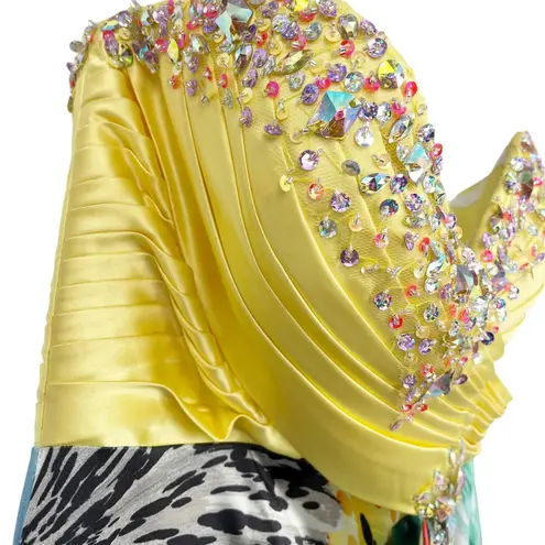 Vintage Kiss Kiss Formal Strapless Beaded Dress Size 4 Dopamine Dressing Y2K