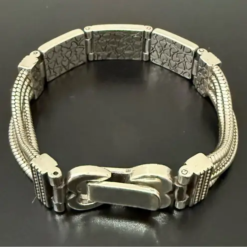 Brighton Retired  OP Art Silver Heart Motif Multi-Strand Link Bracelet 40g.