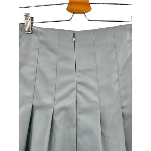 Aureum Sky Blue Vegan Leather Pleated Skirt Size Large
