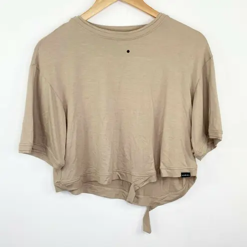Koral Tan Short Sleeve Logo Back Cut Off Tee Women's Size Small S