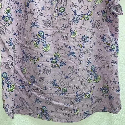 Christopher & Banks Womens Pastel Floral Top Purple Lilac Paisley Lightweight Textured Blouse