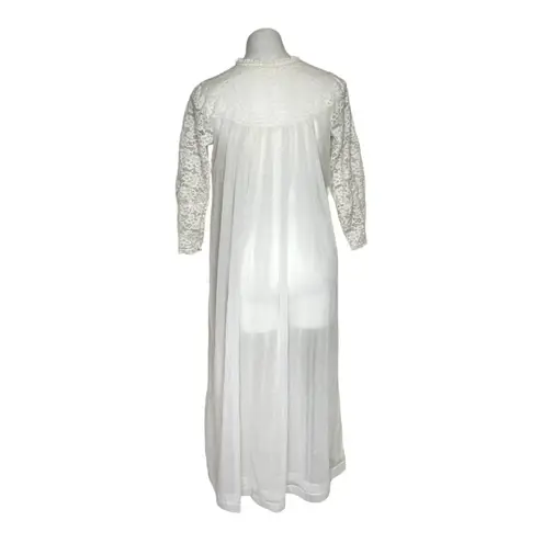 KOMAR Sheer Robe Lace Nylon Ivory Peignoir Size Small VINTAGE 1960’s